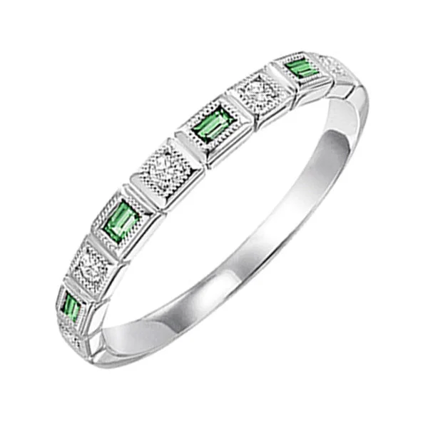 ethically sourced engagement rings -14KT WHITE GOLD DIAMOND (1/12CTW) & EMERALD (1/8 CTW) RING