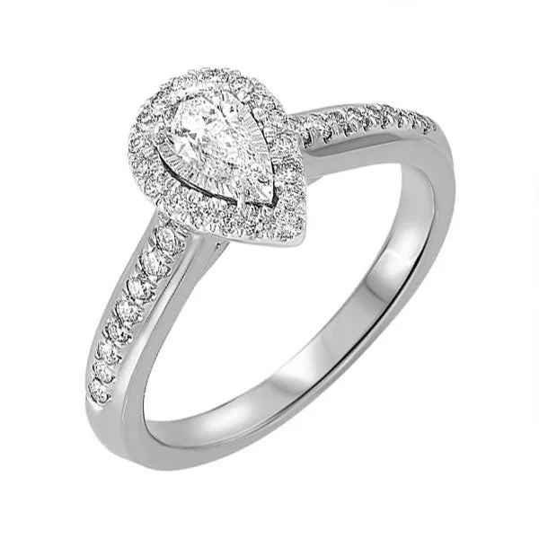 affordable vintage engagement rings -14KT WHITE GOLD DIAMOND(5/8CTW) RING