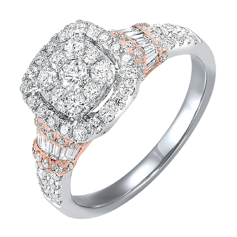 heart-shaped engagement rings -14K White & Rose Gold Diamond Cluster Ring