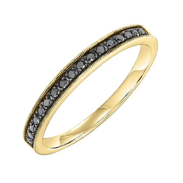 affordable diamond engagement rings -10KT Round Black Diamond (1/6CTW) Ring- Available in Rose, Yellow and White Gold