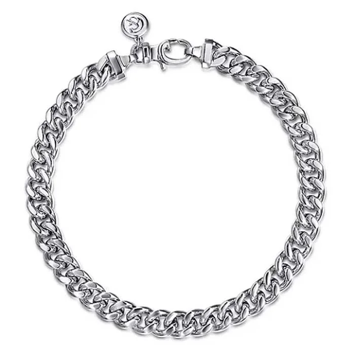 women's beaded bracelet -Gabriel & Co. 8" Diamond Cut Cuban Link Bracelet in Sterling Silver