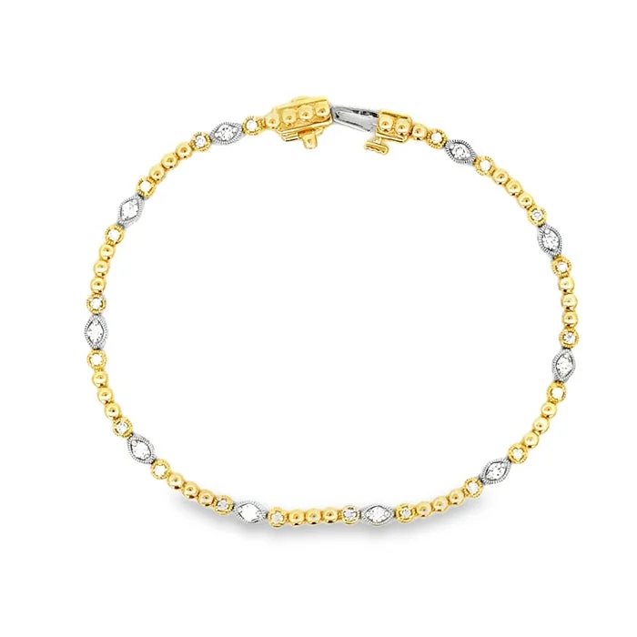 women's celestial bracelet -Mountz Collection 7” Diamond Station Bracelet in 14K Yellow and White Gold