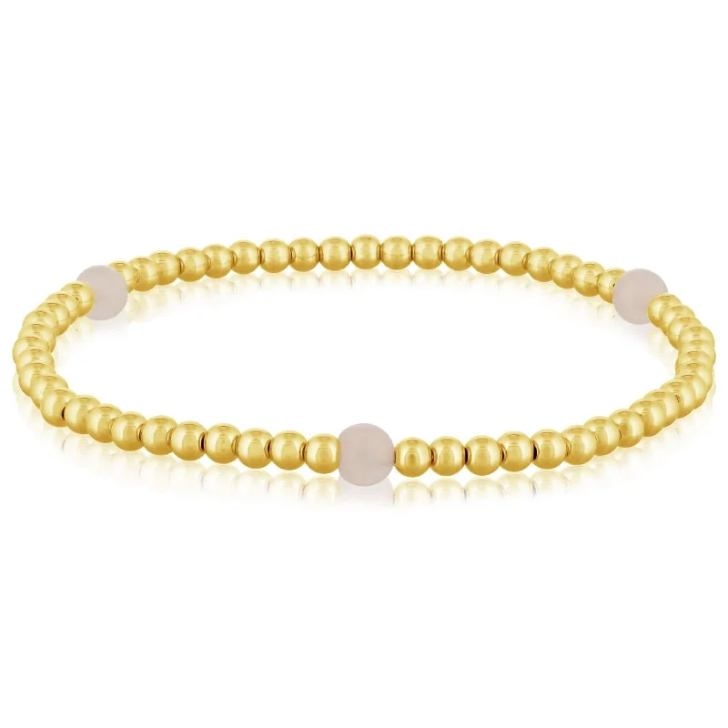 women's modern bracelet -3mm Gold Filled & Pink Quartz Bead Bracelet