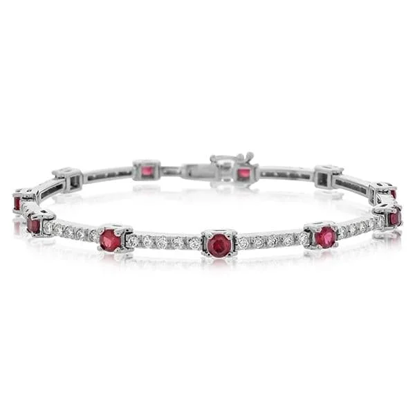 women's ruby bracelet -Ruby & Diamond Line Bracelet