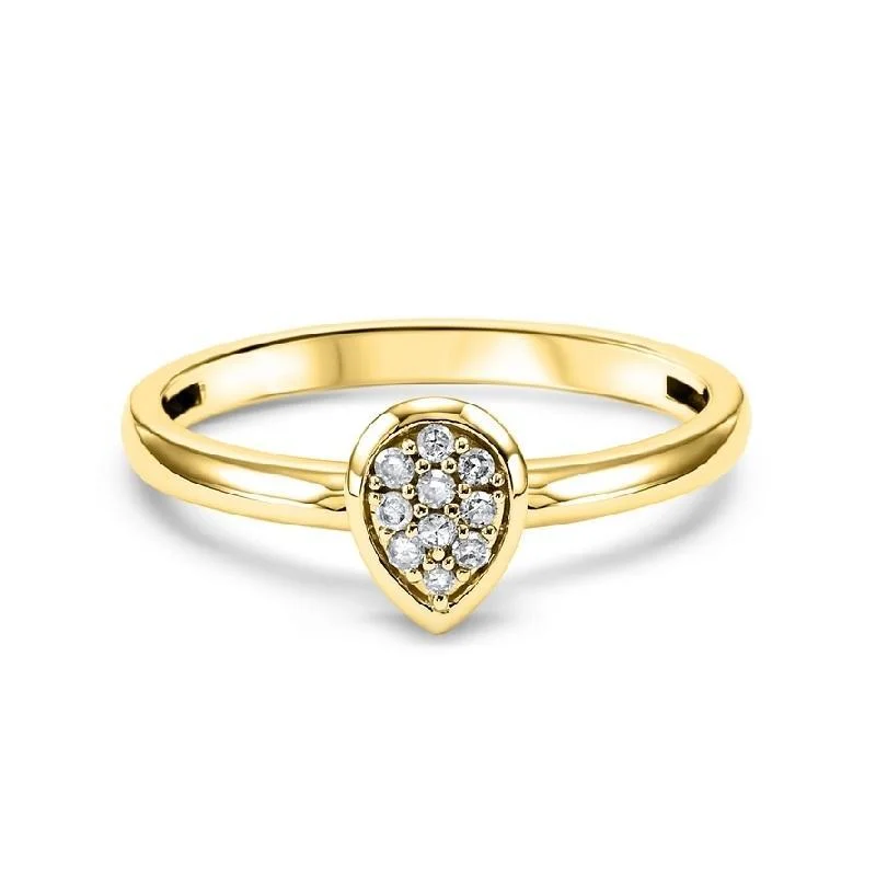 twist engagement rings -10K Yellow Gold Pear-Shaped Diamond Fashion Ring - 1/10 CTW