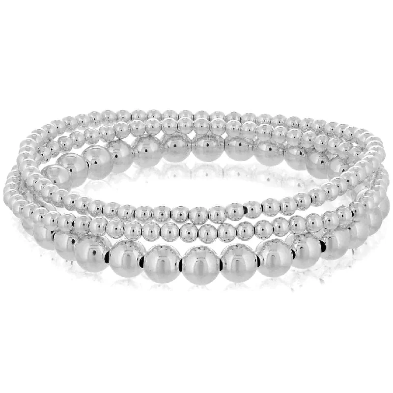 women's infinity bracelet -Silver Bead Bracelet Stack