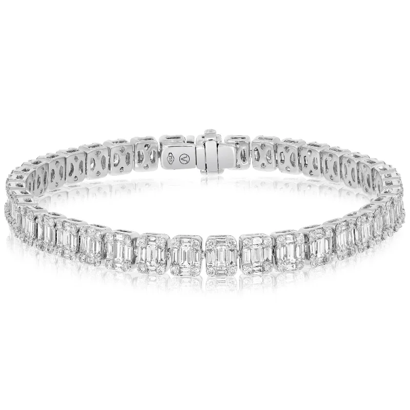 women's engraved bracelet -Emerald Cut Illusion Diamond Line Bracelet