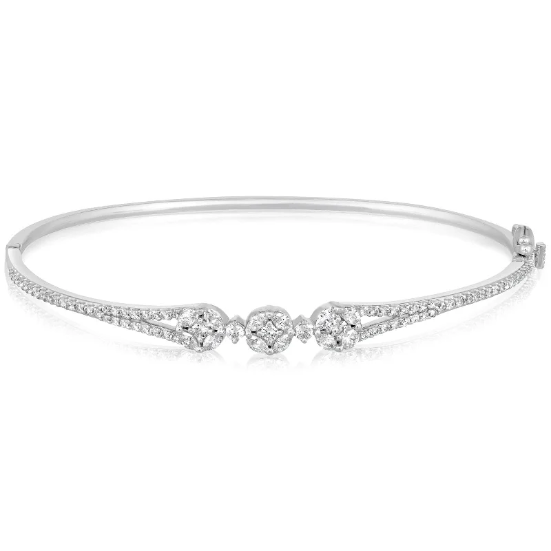 women's cuff bangle -Vintage-Style Diamond Bangle Bracelet