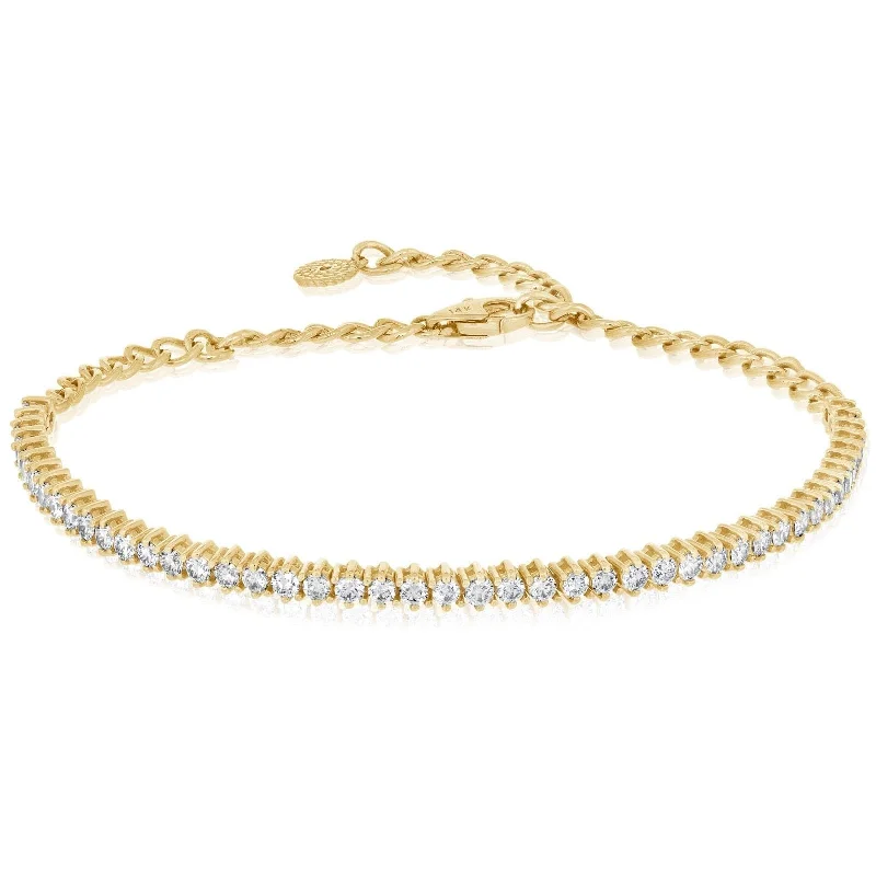 women's gold bangle -Diamond Adjustable Tennis Bracelet