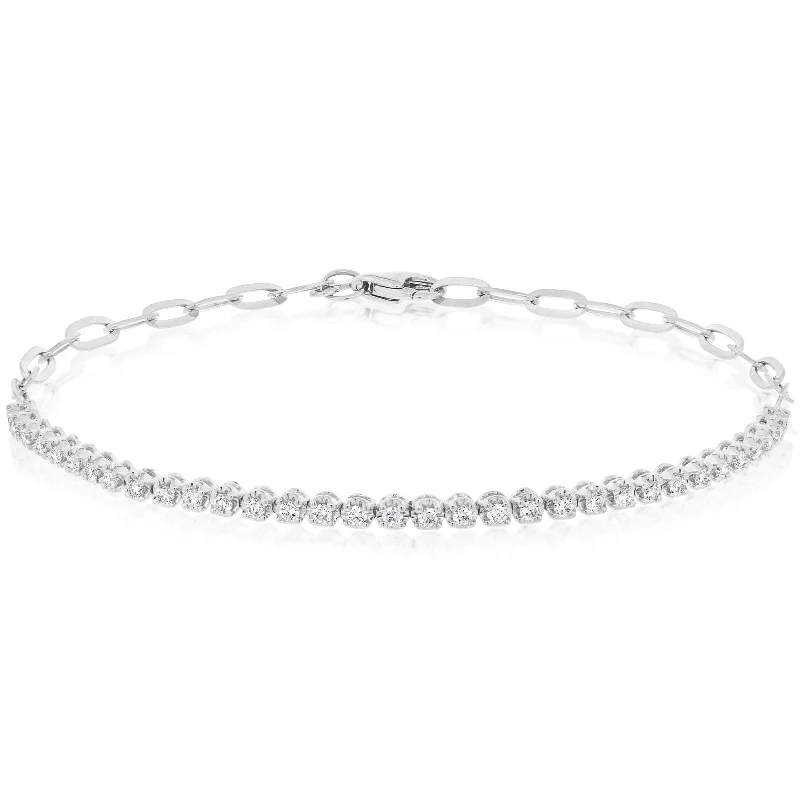 women's thick bracelet -EF COLLECTION Diamond Segment Mini Link Bracelet