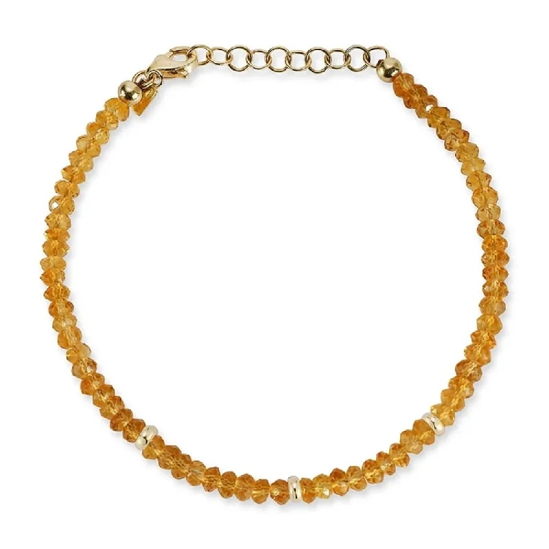 women's stretch bangles -EF COLLECTION Citrine Birthstone Bead Bracelet