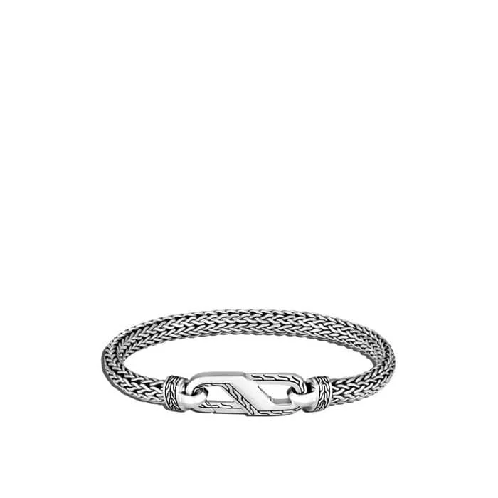 women's intricate bracelet -John Hardy Classic Chain Bracelet with Carabiner Clasp in Sterling Silver