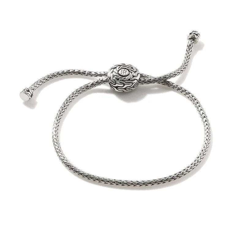 women's gemstone-studded bangle -John Hardy Classic Chain Silver Pull-Through Bracelet in Sterling Silver