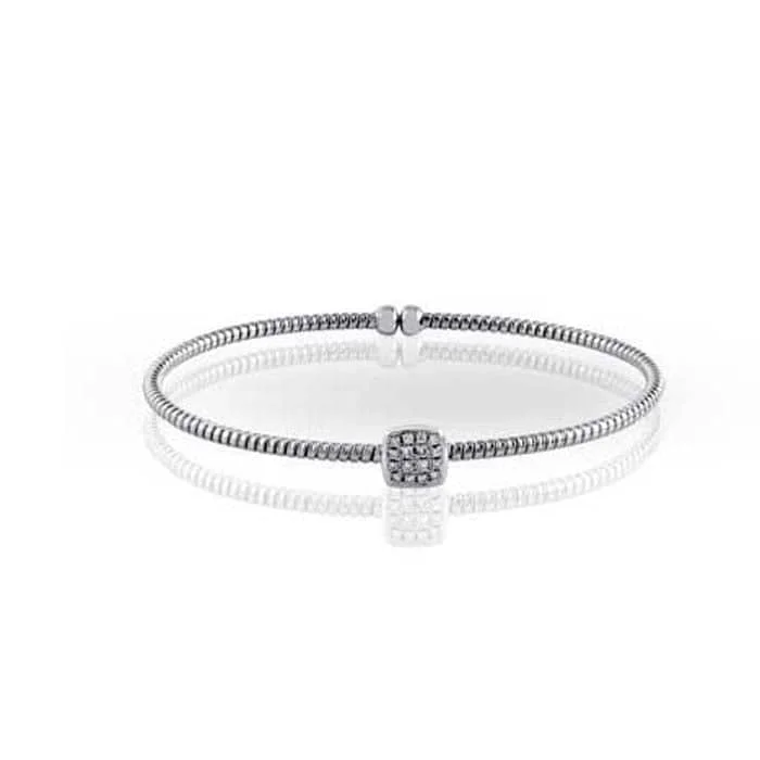 women's birthstone bracelet -Simon G. Flexible Diamond Cuff Bracelet in 18K White Gold