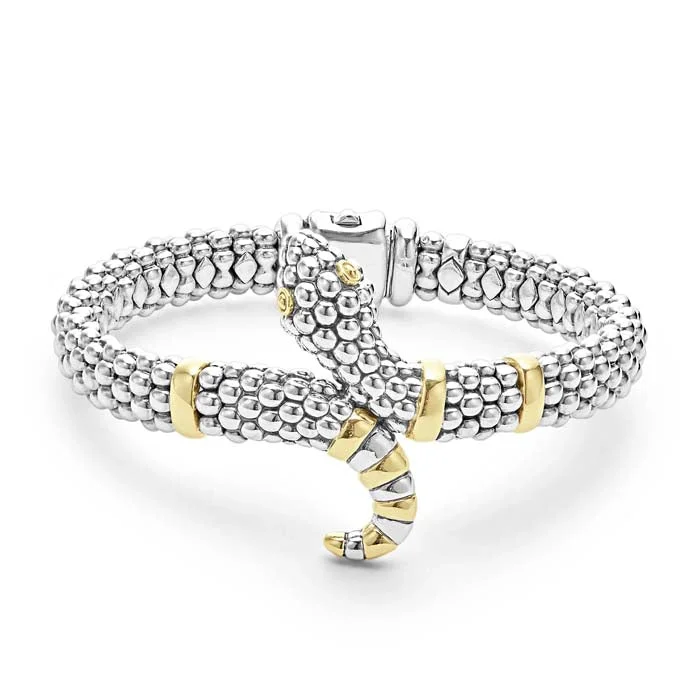 women's gemstone bracelet -LAGOS Two-Tone Snake Rope Bracelet in Sterling Silver and 18K Yellow Gold