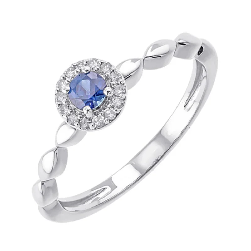 engagement rings for her -10KT WHITE GOLD DIAMOND (1/12CTW) & SAPPHIRE (1/5 CTW) RING