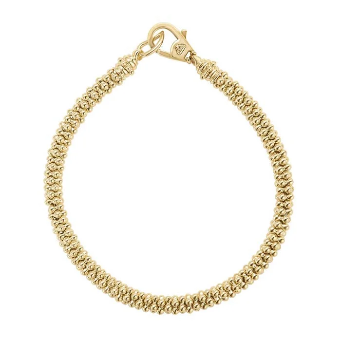 women's heart-shaped bracelet -LAGOS Caviar Thin Beaded Bracelet in 18K Yellow Gold