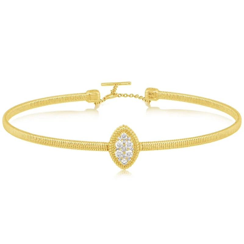 women's stretch bangles -Marquise Shape Illusion Diamond Cuff Bracelet