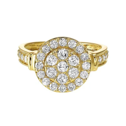 nontraditional engagement rings -Diamond Studded Halo Ring In 14K Yellow Gold (1ct. Tw.)