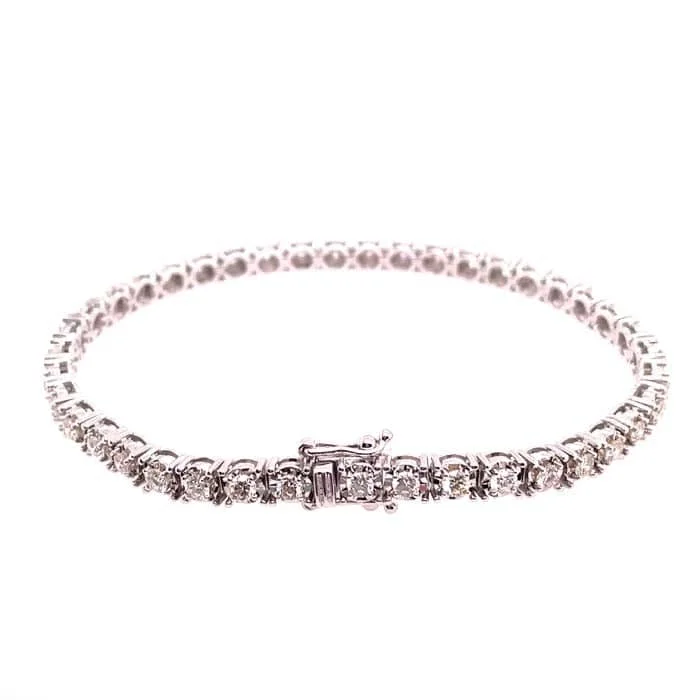 women's minimalist bracelet -Mountz Collection Illusion Diamond Straightline Bracelet in 14K White Gold