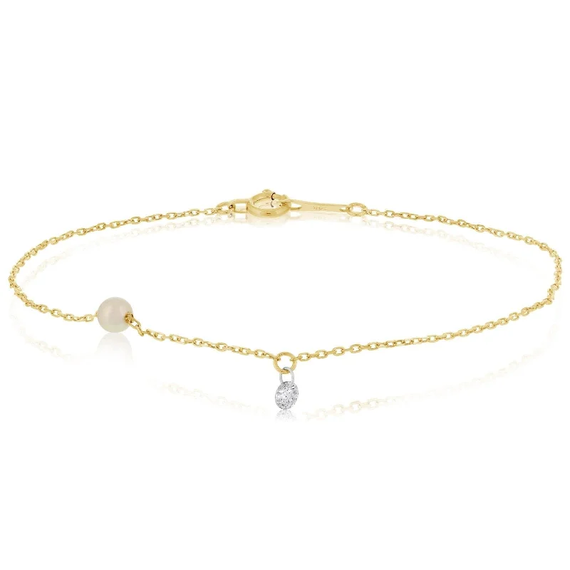 women's silver-plated bracelet -MIZUKI Sea of Beauty Pierced Diamond & Pearl Bracelet