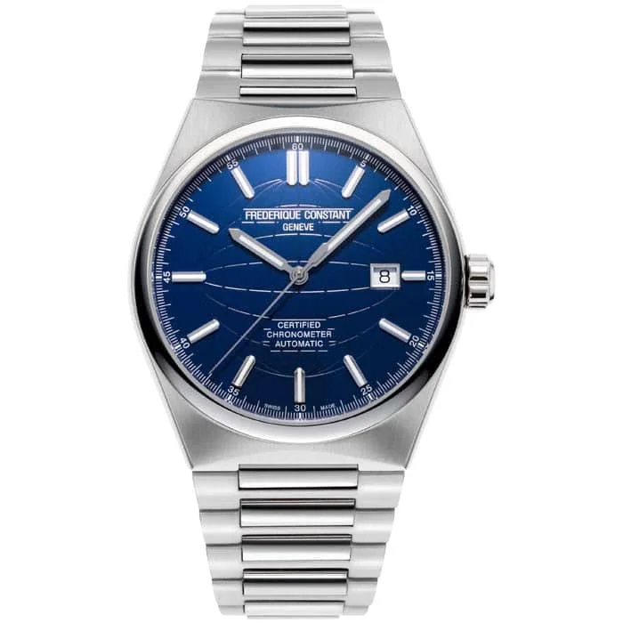 women's chic bracelet -Frederique Constant 41MM Highlife COSC Gents Blue Dial Stainless Steel Bracelet Watch