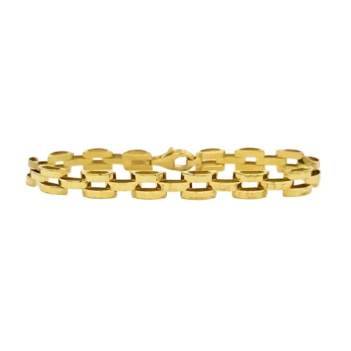 women's tennis bracelet -Estate Panther Link Bracelet in 14K Yellow Gold