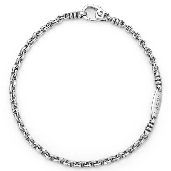 women's diamond bangles -LAGOS Anthem Double Link Chain Bracelet in Sterling Silver