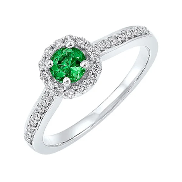 white sapphire engagement rings -14KT WHITE GOLD DIAMOND (1/3CTW) & EMERALD (1/3 CTW) RING