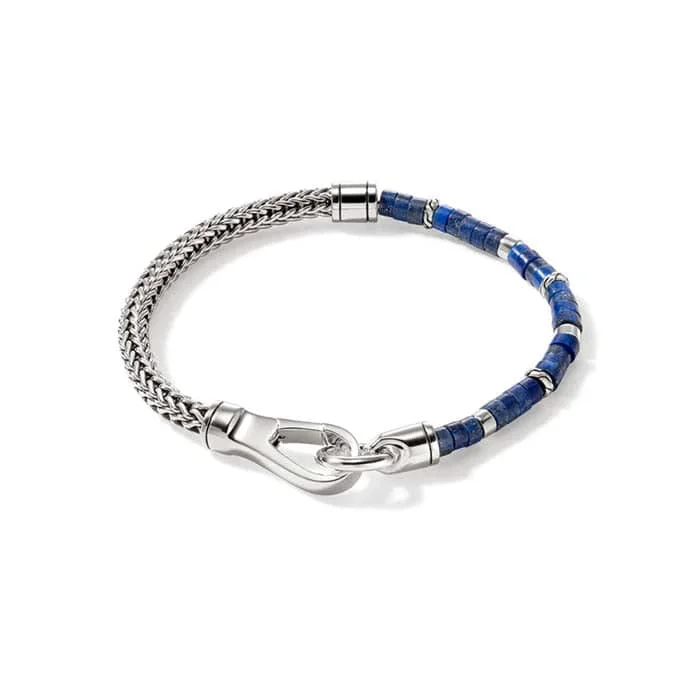 women's geometric bangle -John Hardy 4MM Lapis Heishi Chain Bracelet in Sterling Silver