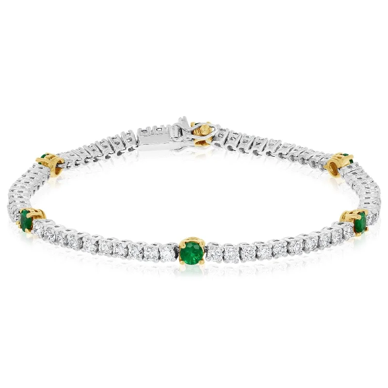 women's large cuff bracelet -Diamond & Emerald Station Bracelet