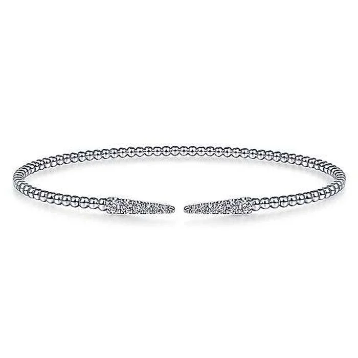 women's bangle set -Gabriel & Co. .25-.29CTW Bujukan Split Cuff Bracelet with Diamond Pavé Spikes in 14K White Gold