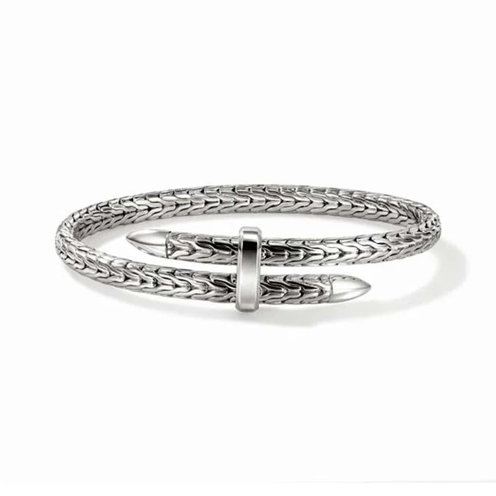 women's woven bracelet -John Hardy Spear Flex Cuff Bracelet in Sterling Silver - Size Large