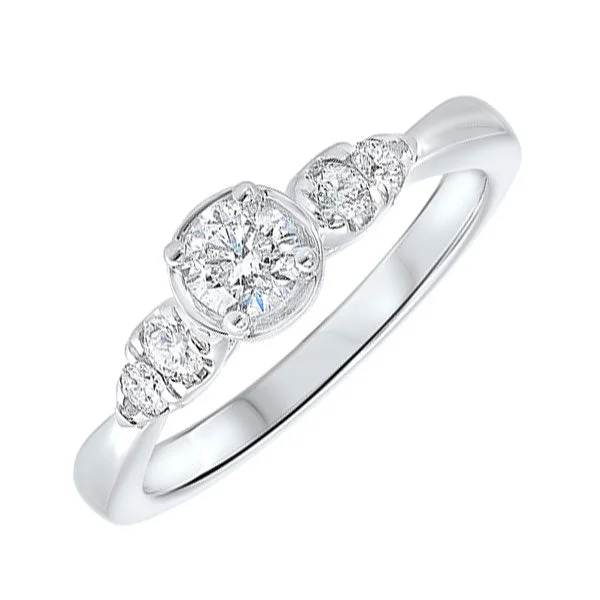 affordable halo engagement rings -14KT WHITE GOLD DIAMOND(1/2CTW) RING