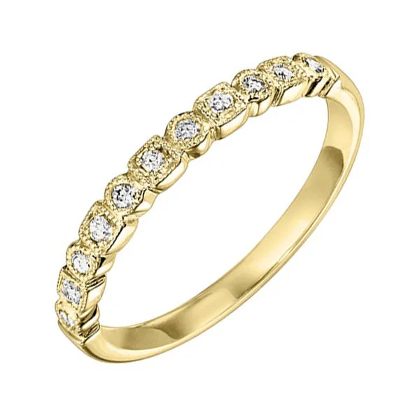 platinum diamond engagement rings -10KT Round Diamond 1/8CTW Band- Available in Rose, Yellow and White Gold