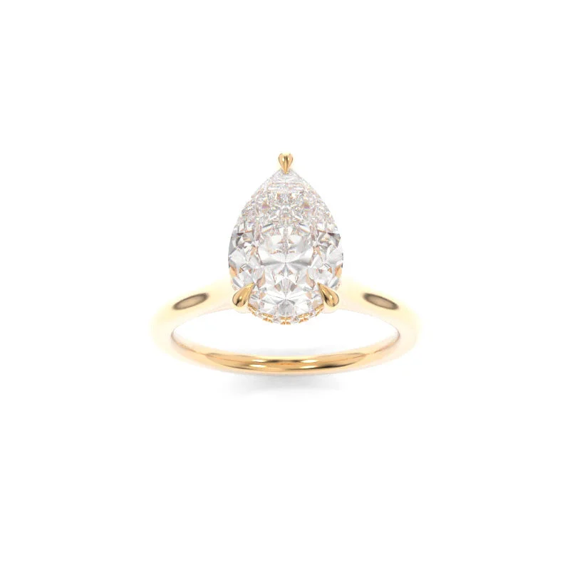 rose gold diamond engagement rings -Elle Solitaire Pear