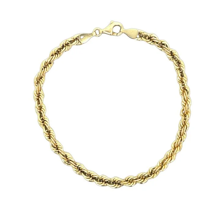 women's minimalist bracelet -Estate Rope Chain Bracelet in 14K Yellow Gold