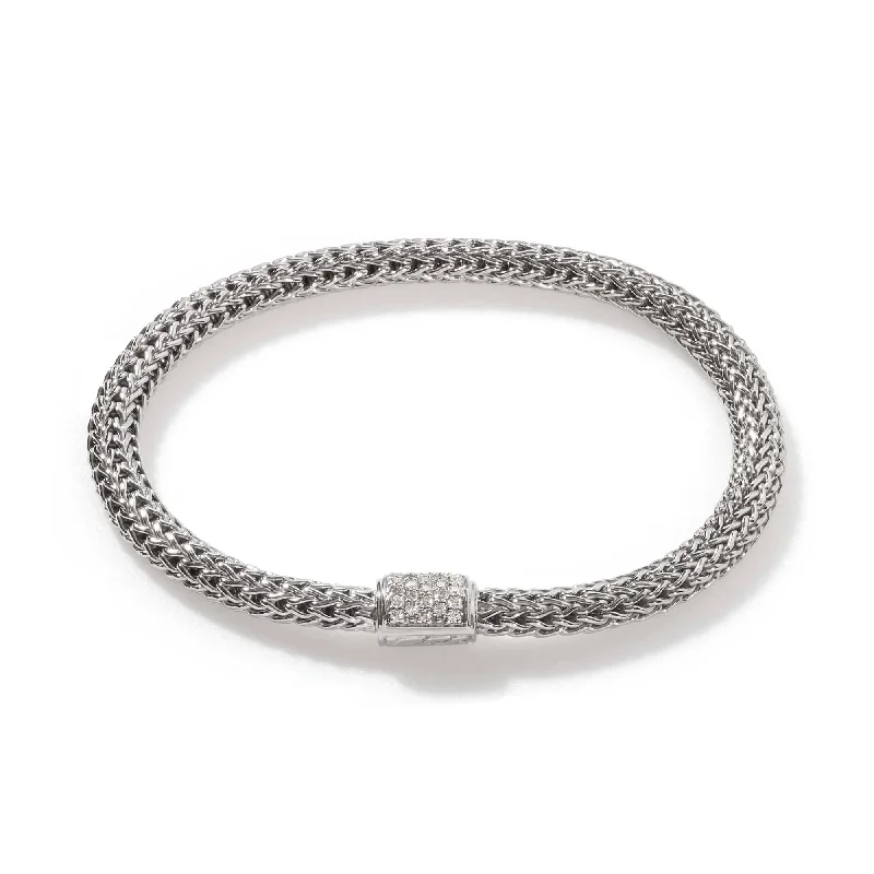 women's gold bracelet -John Hardy 5MM Diamond Pavé Classic Chain Bracelet in Sterling Silver