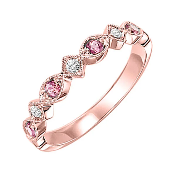 custom diamond engagement rings -14KT ROSE GOLD DIAMOND (1/20CTW) & PINK TOURMALINE (1/6 CTW) RING