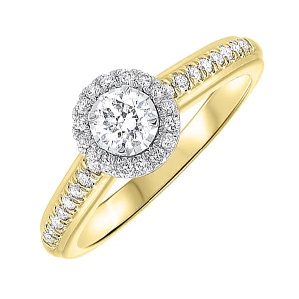 halo engagement rings -14KT WHITE YELLOW GOLD DIAMOND(1/2CTW) RING