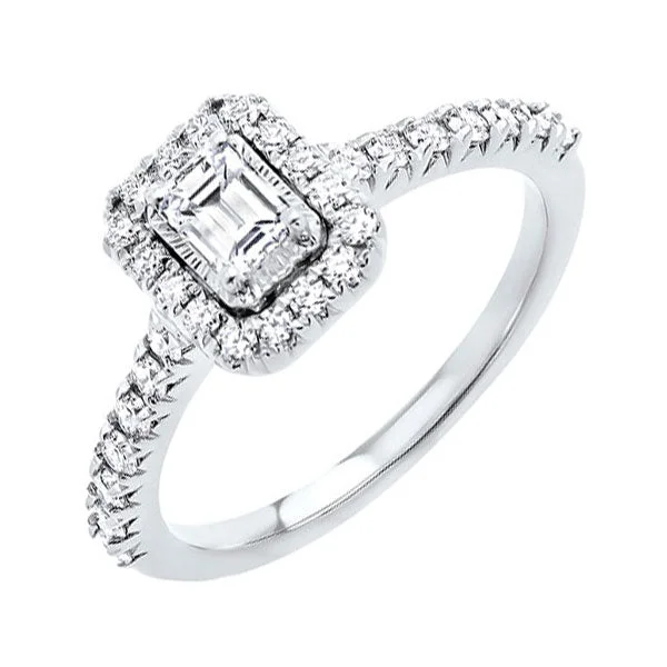 affordable vintage engagement rings -14KT WHITE GOLD DIAMOND(3/4CTW) RING