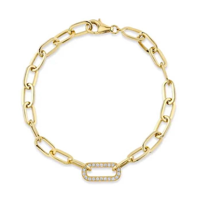 women's tennis bracelet -Shy Creation "Kate Collection" Diamond Link Paperclip Bracelet in 14K Yellow Gold