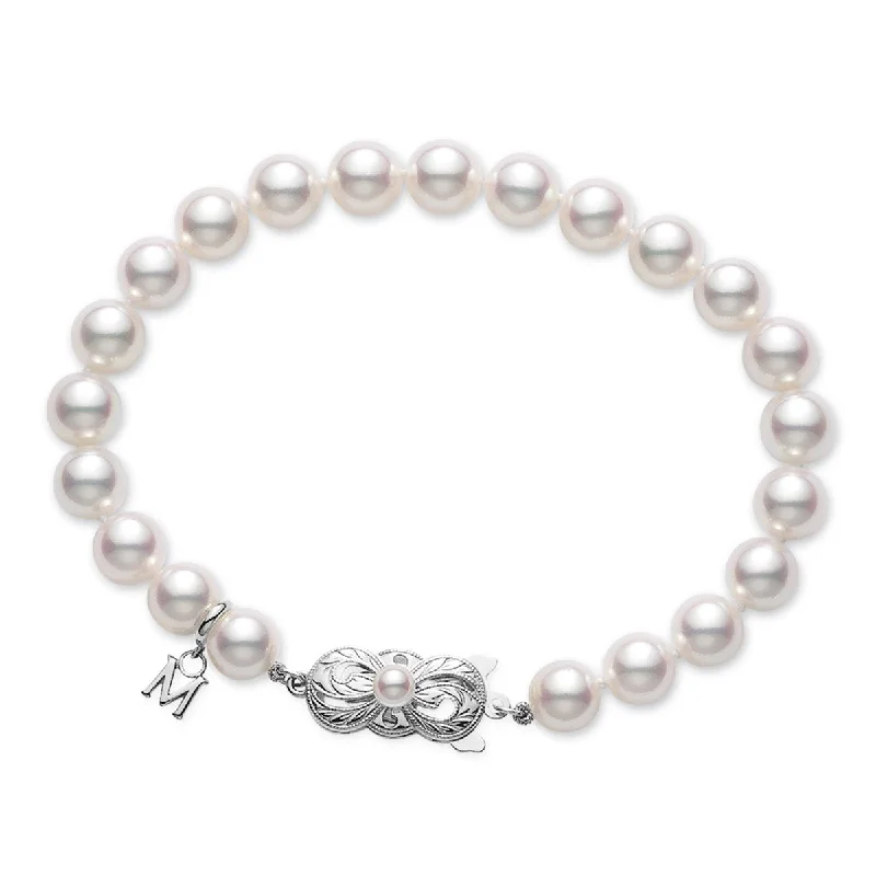 women's gemstone-studded bangle -MIKIMOTO 7" 6 -6.5mm Pearl Bracelet