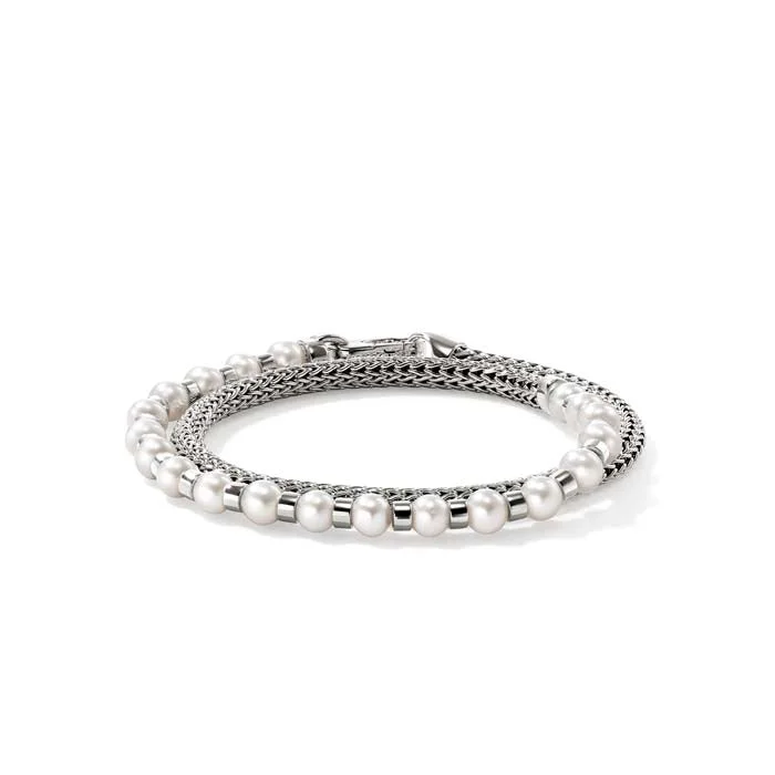 women's stacking bangles -John Hardy "JH Essential" Pearl Wrap Bracelet in Sterling Silver