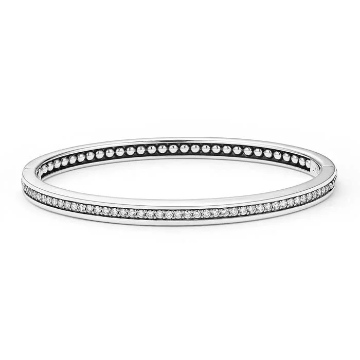 women's crystal bangles -LAGOS Caviar Spark Diamond Bangle Bracelet in Sterling Silver