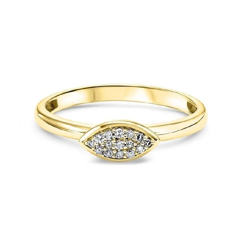 cushion halo engagement rings -14K Gold Marquise-Shaped Diamond Stackable Ring - 1/10 CTW