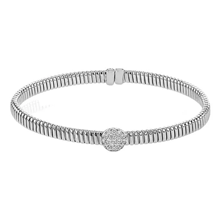 women's wide bangle -Simon G. Flexible Cuff Bracelet with Diamond Accent in 18K White Gold