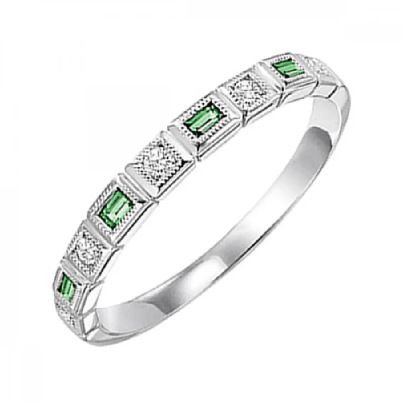 10KT Gold Baguette Stackable Ring-Emerald (May)