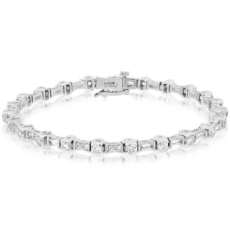 women's gold-plated bracelet -Alternating Diamond Fashion Bracelet