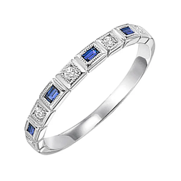 eco-friendly engagement rings -14KT WHITE GOLD DIAMOND (1/12CTW) & SAPPHIRE (1/8 CTW) RING